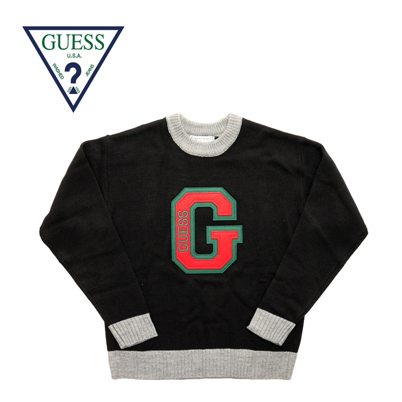 �ں߸˰��ݥ�����50��OFF��GUESS GREEN LABEL ���� ���꡼��졼�٥� �˥å�  �������� "logo sweater" GRFW19-026