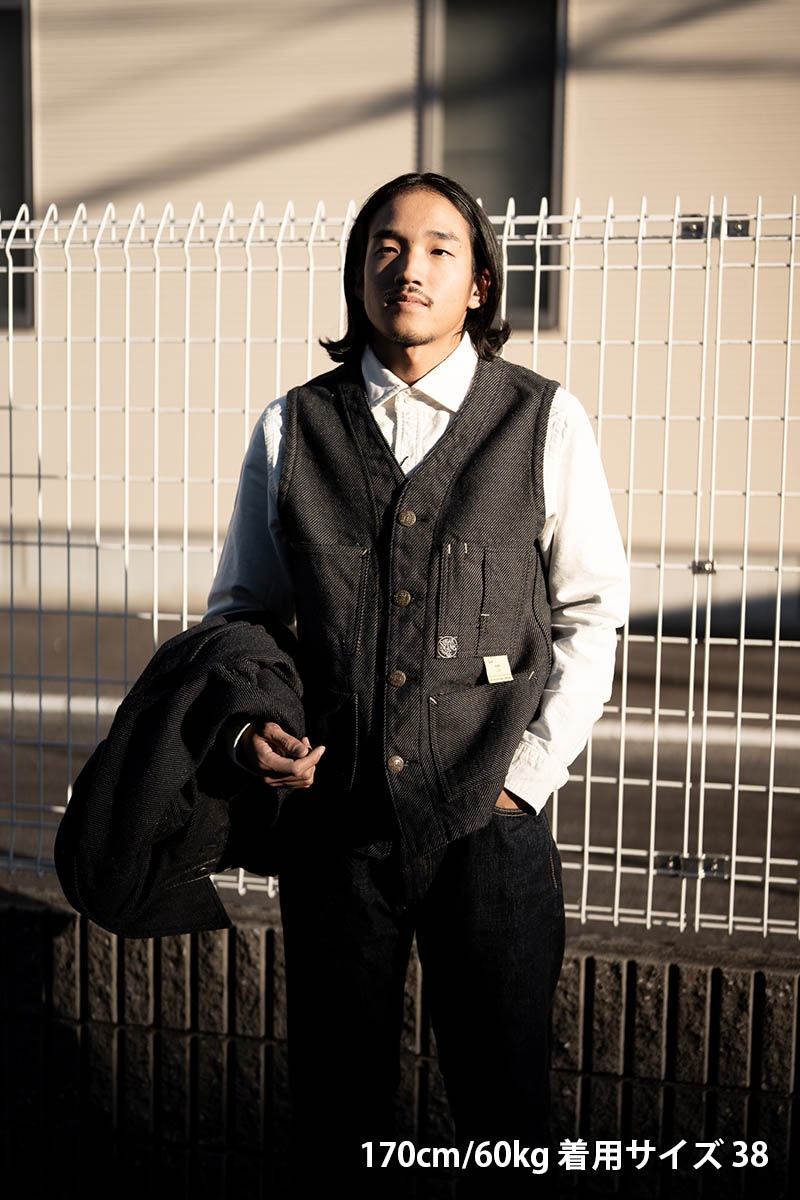 SUGAR CANE ���奬�������� �٥��� "FICTION ROMANCE 13.7oz. INDIGO NEP DENIM WORK VEST"��SC15446