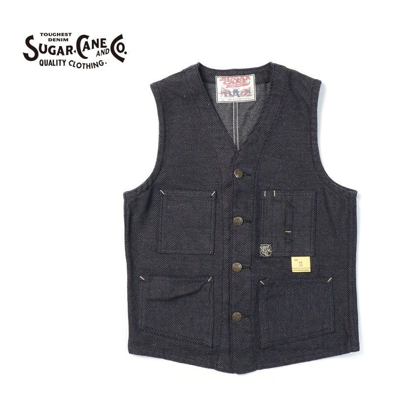 SUGAR CANE ���奬�������� �٥��� "FICTION ROMANCE 13.7oz. INDIGO NEP DENIM WORK VEST"��SC15446