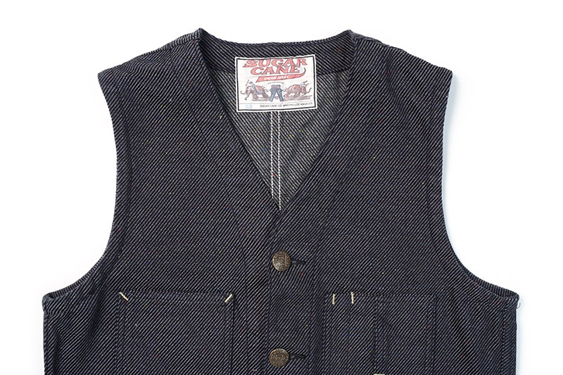 SUGAR CANE ���奬�������� �٥��� "FICTION ROMANCE 13.7oz. INDIGO NEP DENIM WORK VEST"��SC15446