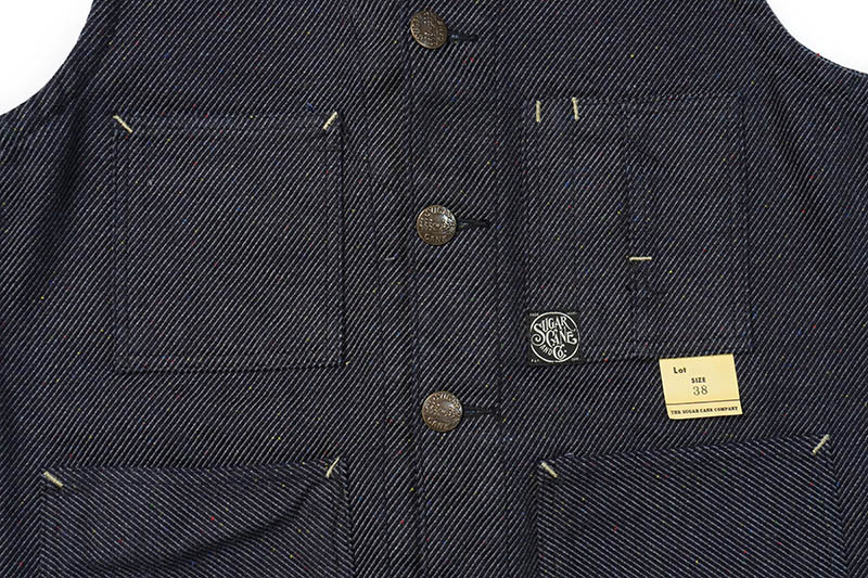SUGAR CANE ���奬�������� �٥��� "FICTION ROMANCE 13.7oz. INDIGO NEP DENIM WORK VEST"��SC15446