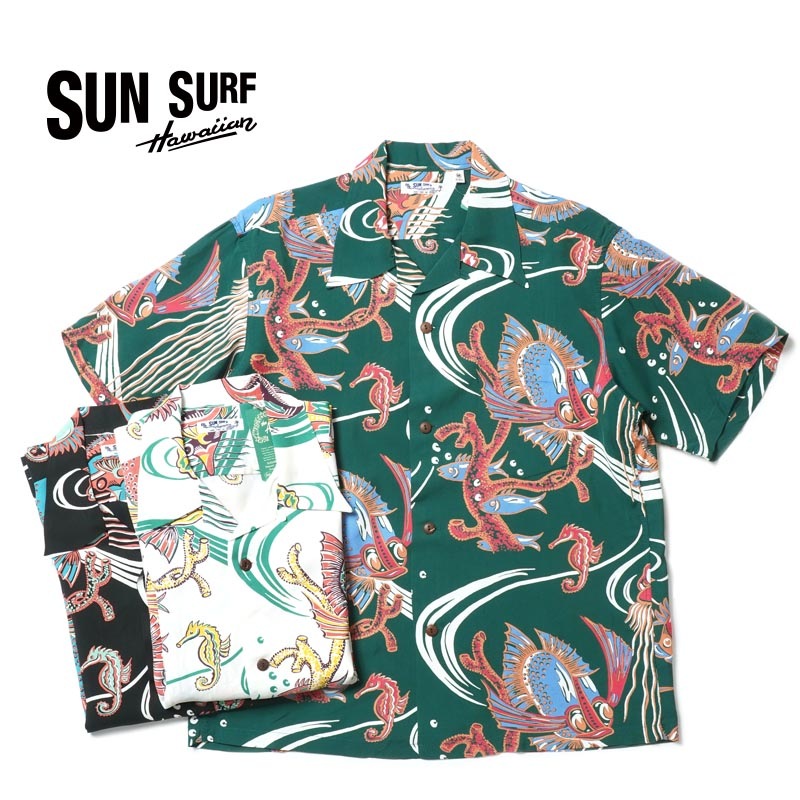 SUN SURF 󥵡 Ⱦµ ϥ RAYON HAWAIIAN SHIRT BUG EYED FISH SS39417