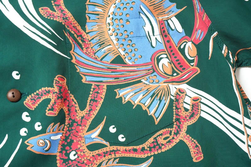 SUN SURF 󥵡 Ⱦµ ϥ RAYON HAWAIIAN SHIRT BUG EYED FISH SS39417