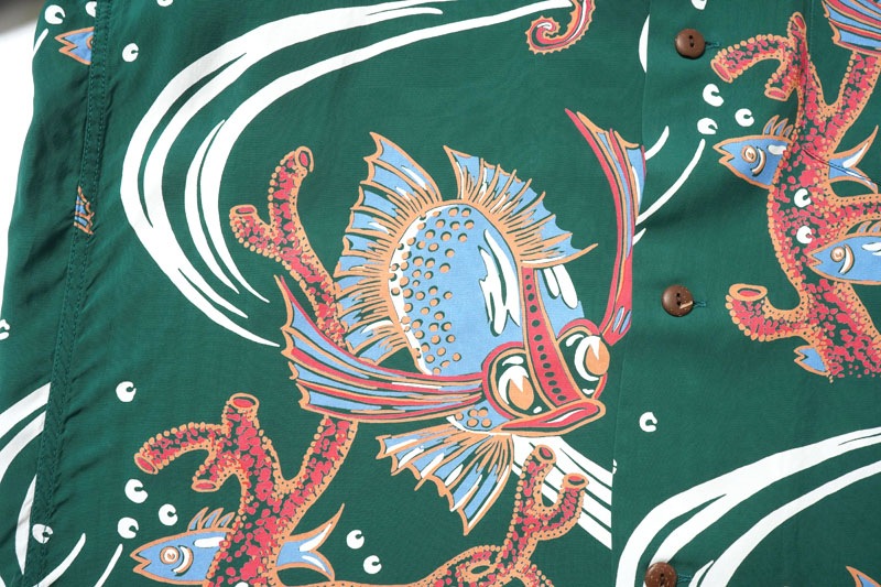 SUN SURF 󥵡 Ⱦµ ϥ RAYON HAWAIIAN SHIRT BUG EYED FISH SS39417