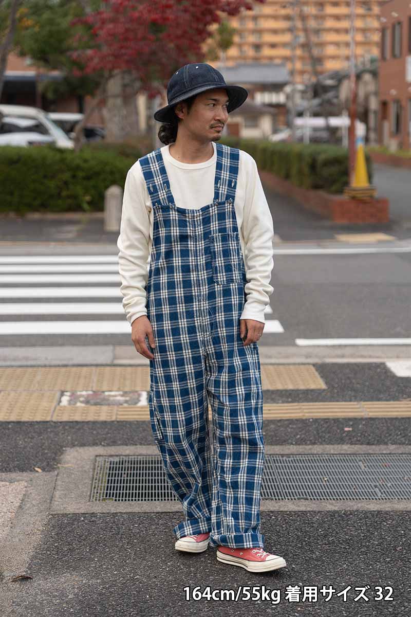 �ڥ�󥦥��å����WAREHOUSE �������ϥ��� �����С������� ��1930'S INDIGO BLUE and WHITE CHECK OVERALL"  1238-CHECK-OW(25SS)