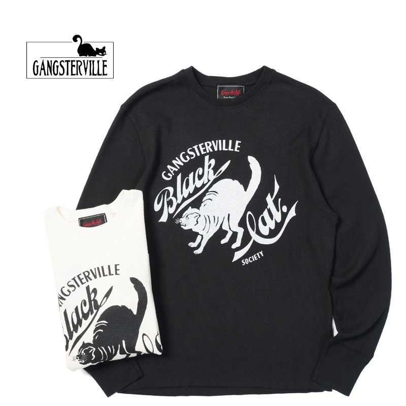 GANGSTERVILLE ����󥰥������ӥ� ĹµT����� "BLACK CAT SOCIETY - L/S T-SHIRTS"  GSV-24-AW-16