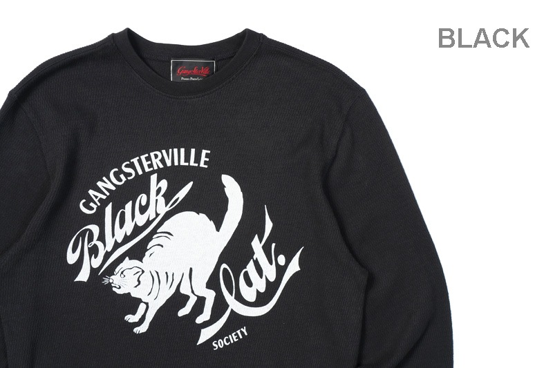 GANGSTERVILLE ����󥰥������ӥ� ĹµT����� "BLACK CAT SOCIETY - L/S T-SHIRTS"  GSV-24-AW-16