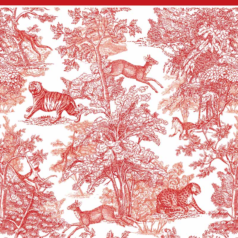 転写紙 『Toile de Jouy Tigre/Red-トワルドジュイタイガー/レッド』A3