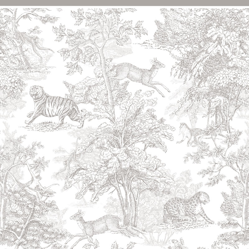ž�̻� ��Toile de Jouy Tigre/Gray-�ȥ��ɥ��奤��������/���졼��A3