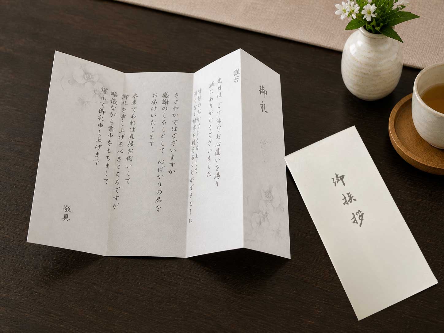 手にとってもらう和紙礼状 10枚セット 専用封筒付き 香典返し お見舞い返し 御礼用