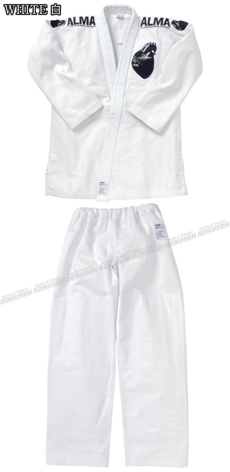 ALMA・アルマ海外製柔術着 JU2 白/黒/青 上下帯セット 柔術衣 柔術道着