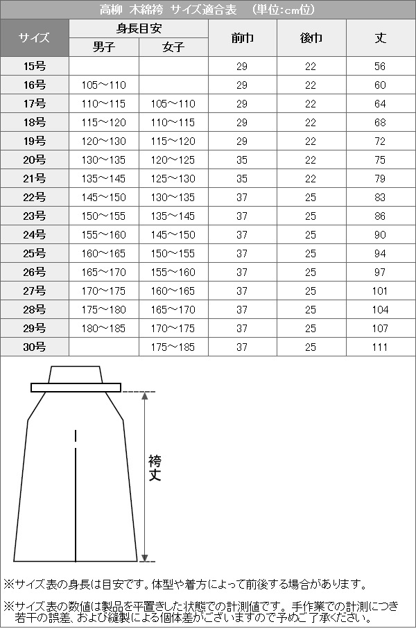 高柳 剣道袴 正藍染（武州）#6000綿袴 ウォッシュ加工済 HB6 袴単品 24