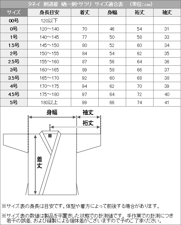 タネイ晒剣道着 サラリ純綿晒剣道着 女性向け 上衣単品 00号/0号/1号