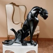 ��­��Ω���夬�ä�.����󥰥�Ρ��������㥬���ʥѥ󥵡��� Ħ�� Ħ��/ Rampant Tranquility Jungle Jaguar Panther Statue(͢����