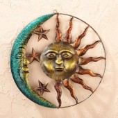 ַݽŪۤȷ Ѥζ°  Ħ Ħ/ Artistic Sun And Moon Metal Wall Art for Indoor or Outdoor Use, Brown(͢