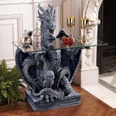 西洋彫刻 （龍）ドラゴンのガラス製テーブルトップ 彫像/ 円卓の騎士 ゲームオブスローンズ マーリン ダンジョン プレゼント贈り物(輸入品