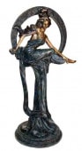 アルフォンス ミュシャ、芸術の乙女 キャスト ブロンズ製 ガーデン 彫刻置物 彫像/ ガーデニング 新築祝い 芝生 玄関 庭園 噴水(輸入品）
