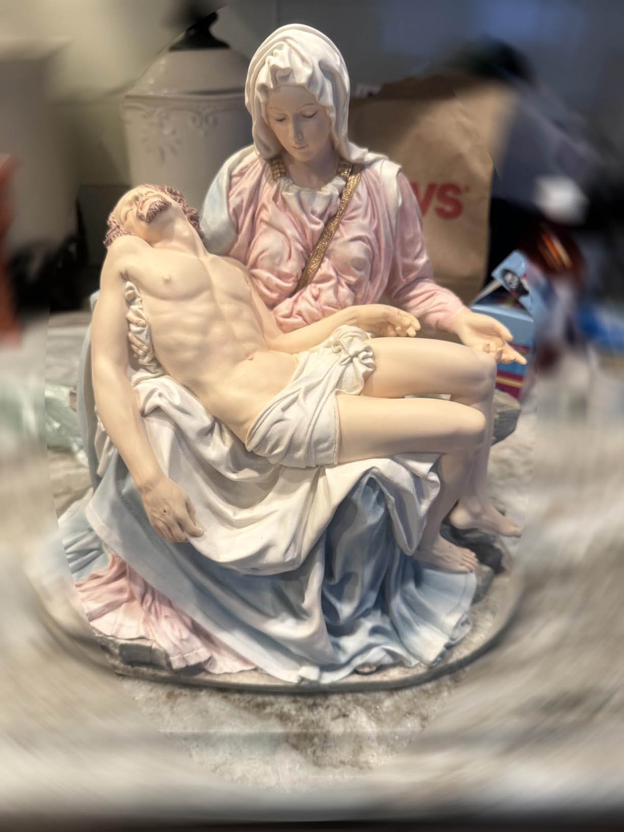 ピエタ マリア キリスト 石像 彫刻 置物 飾り物  アンティーク 611 高さ26.7cm ピエタ像 イエスと聖母マリア彫像/ ミケランジェロ