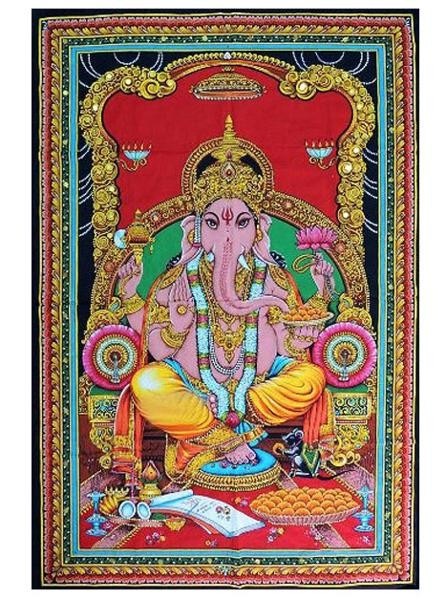�礭�ʥ��åȥ����� ���͡������� ���ڥ��ȥ꡼ ��������109�����76���/ Huge Cotton Fabric LORD GANESH Yoga Tapestry��͢���ʡ�