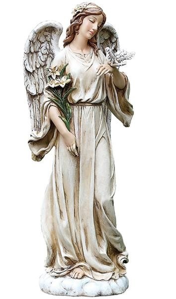 �⤵ ��62��� �襻�ե��������� ȷ��ɴ�����ŷ�ȡ������� Ħ�� / Roman Josephs Studio Angel with Dove and Lily Flowers Outdoor Garden Statue,��͢����