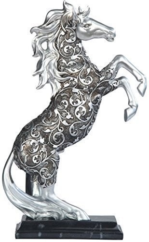 ���硼����S����������������С��ȡ����Ħ�蘆�줿���Ϥ�Ω���� Ħ��/ Silver Toned Engraved Horse Standing Statue��͢���ʡ�