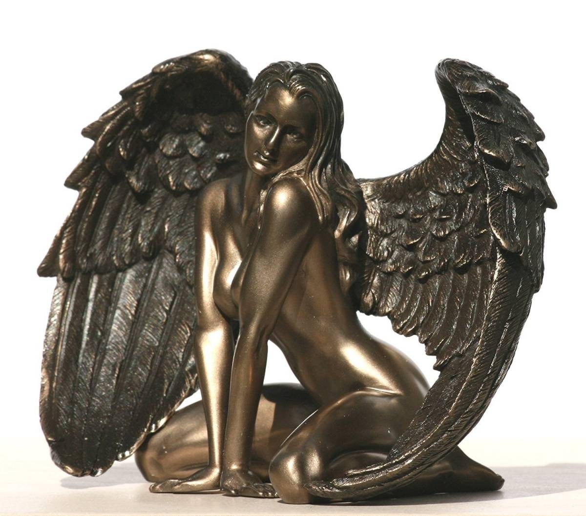  ŷ ̡ɥ󥰥󥸥 ֥ Ħ Ħ/Bronzed Finish Kneeling Nude Winged Female Statue͢
