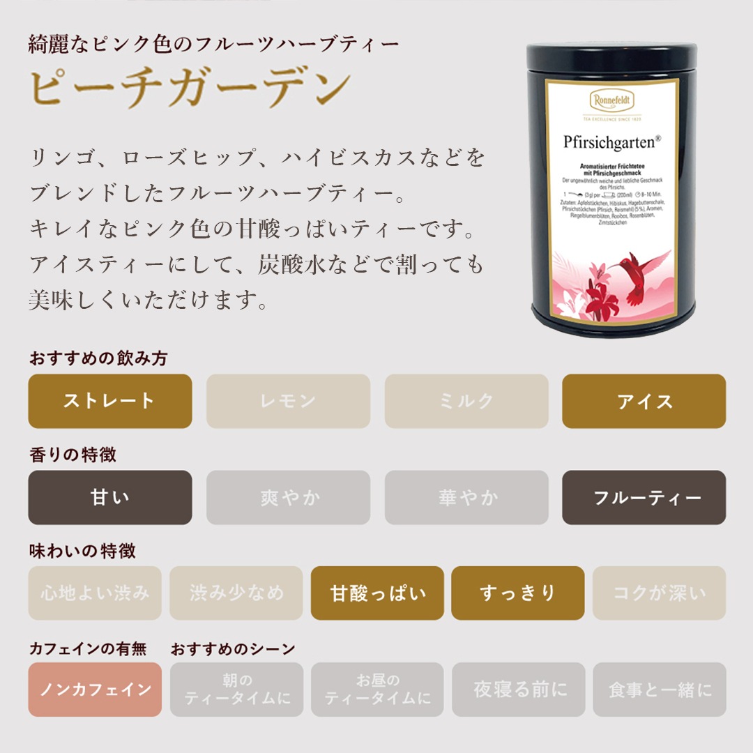 ロンネフェルト ピーチガーデン100g オリジナル保存缶入り