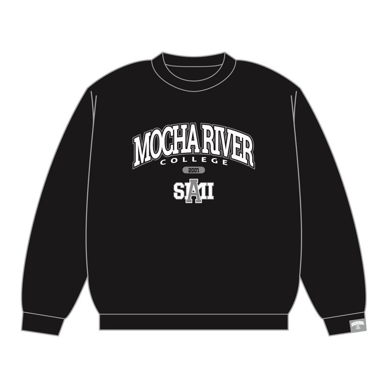 MOCHA RIVER College Logo Sweatshirt BLACK