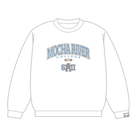 MOCHA RIVER College Logo Sweatshirt WHITE