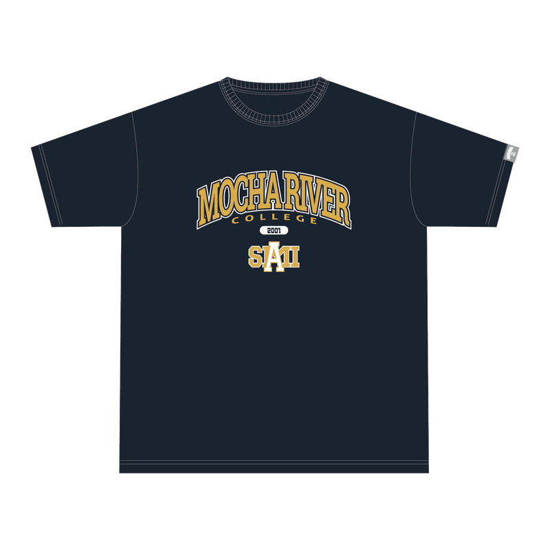 MOCHA RIVER College Logo T-shirt NAVY