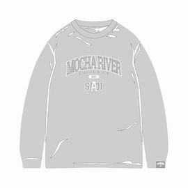MOCHA RIVER College Check Logo Long Sleeve T-shirt GRAY