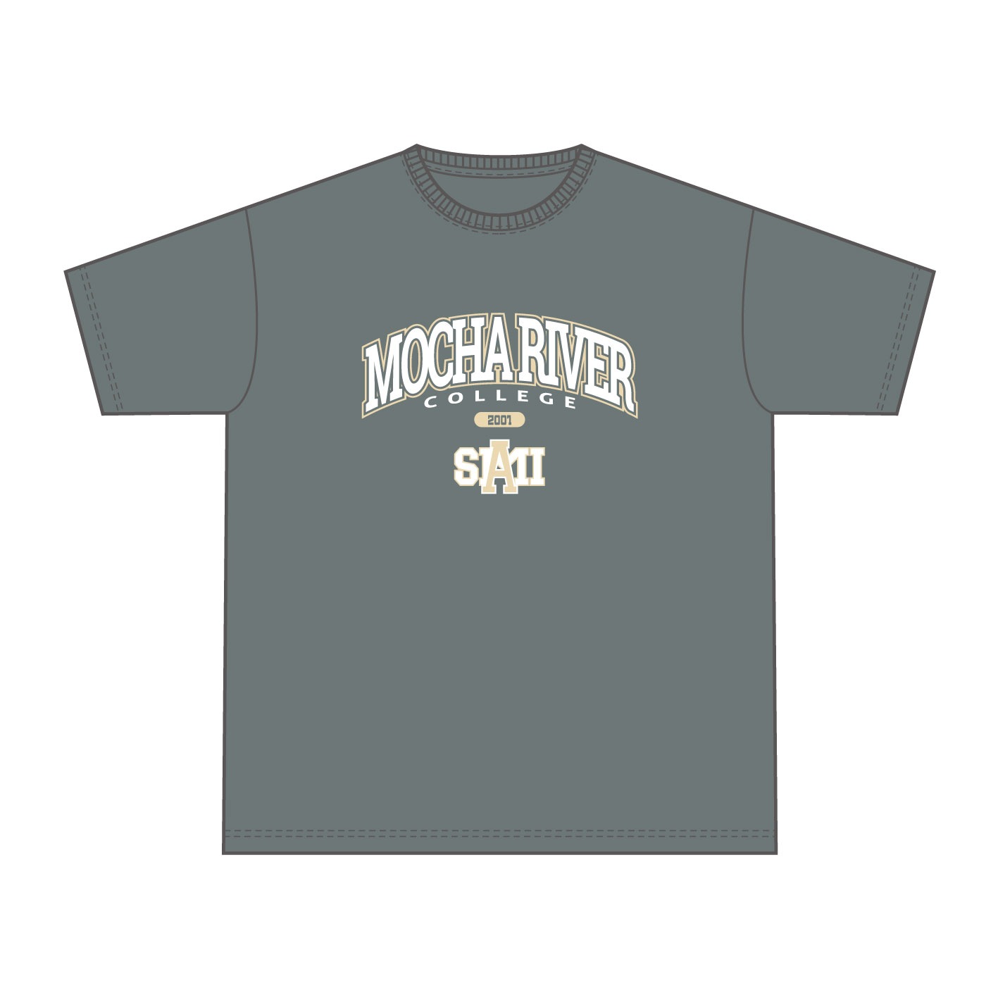 MOCHA RIVER College Logo T-shirt STONE GREEN