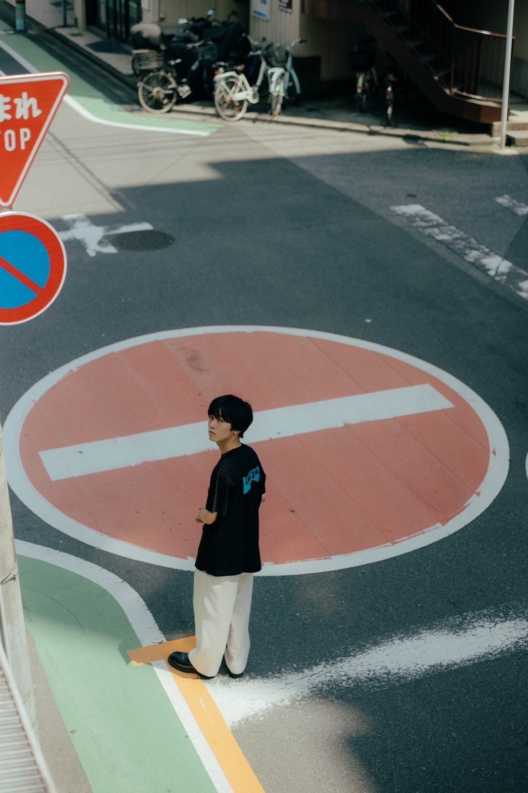 ROOFTOP T-shirt BLACK/LIGHT BLUE
