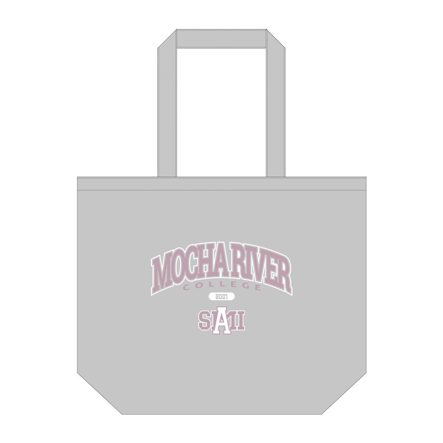 MOCHA RIVER College Logo Tote GRAY