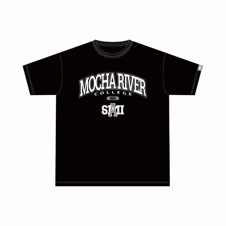 MOCHA RIVER College Logo T-shirt BLACK