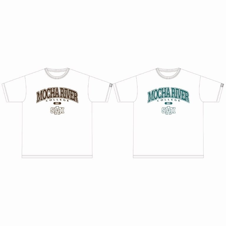 MOCHA RIVER College Logo Dot T-shirt CHOCOMINT Set