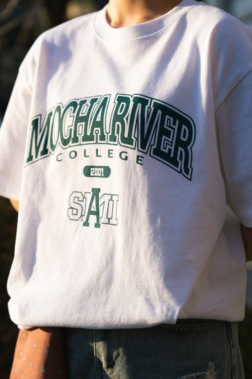 MOCHA RIVER College Logo Dot T-shirt CHOCOMINT Set
