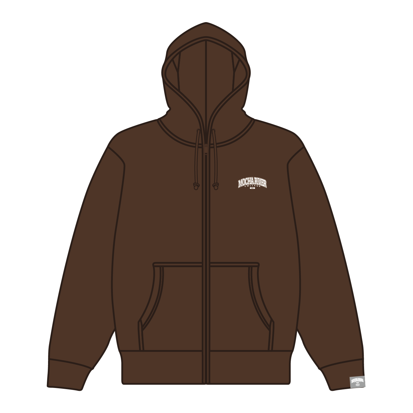 MOCHA RIVER College Logo Full Zip Hoodie BROWN