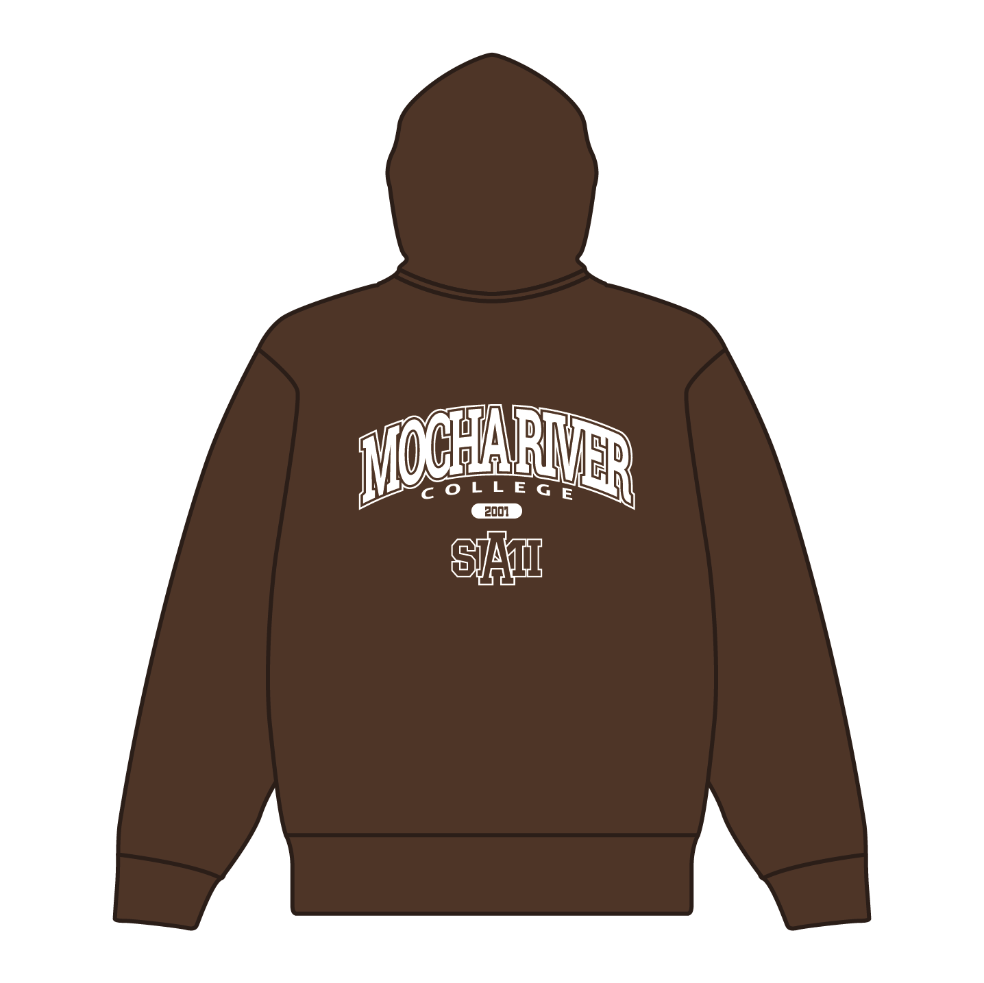 MOCHA RIVER College Logo Full Zip Hoodie BROWN