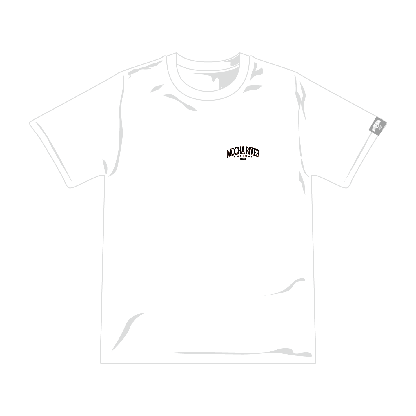 MOCHA RIVER College Logo Under Construction T-shirt WHITE