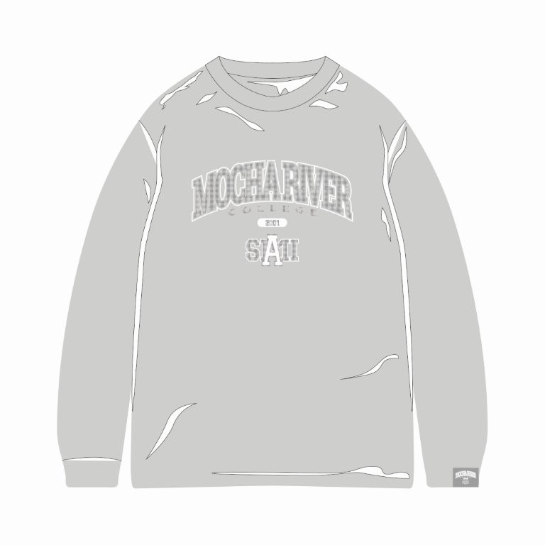 MOCHA RIVER College Check Logo Long Sleeve T-shirt GRAY