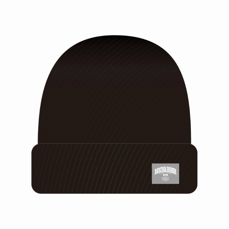 MOCHA RIVER College Logo Beanie BLACK