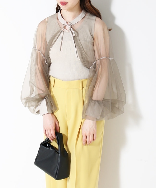 Pauline Bleu シースルーボレロ