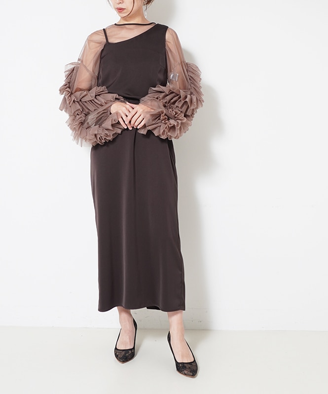 Volume tulle set dress■