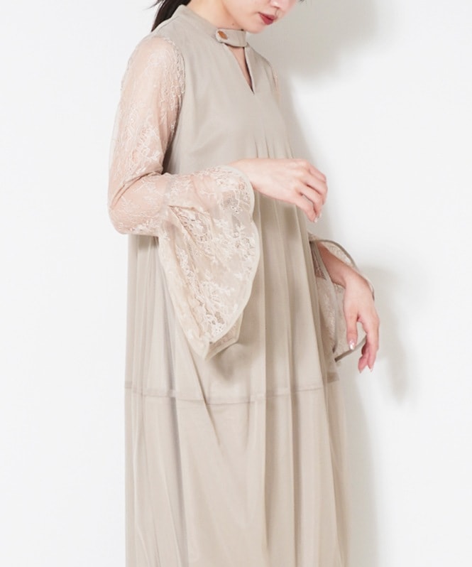 袖レースコクーンワンピース