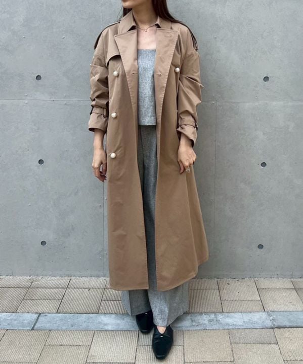 パールボタントレンチコート