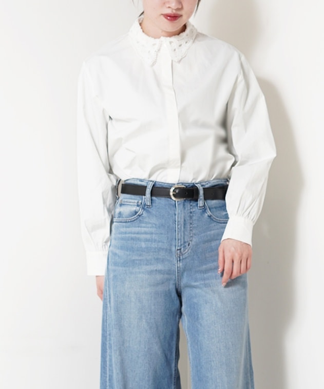 ROSIEE レース付け衿2WAYシャツ