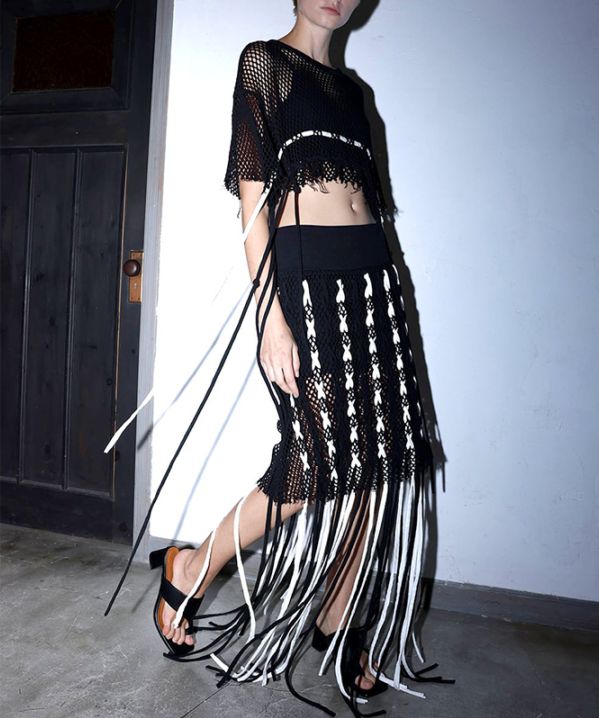 Uttrykk Fringe-knitting Net Short Top