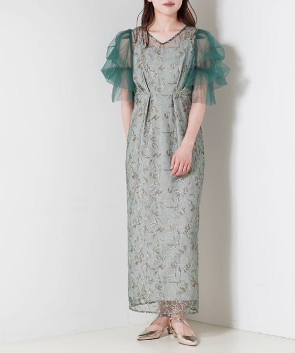 フラフィースリーブペンシルドレス