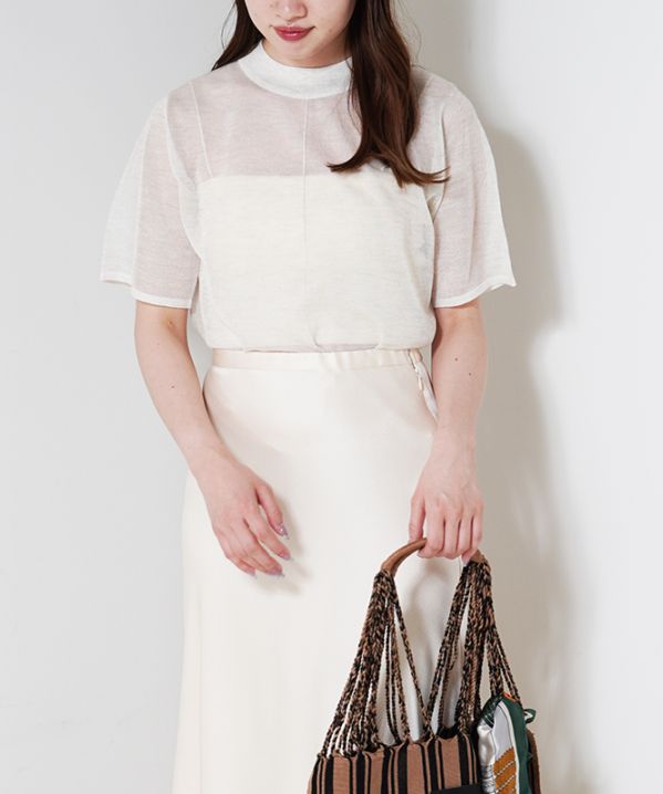 &g'aime バックボタンデザインニット